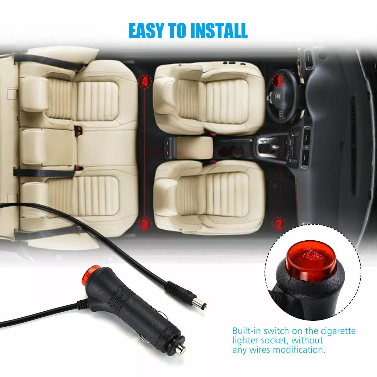 RGB LED Car Interior Strip Lights – Remote-Controlled Footwell Atmosphere Kit (US)