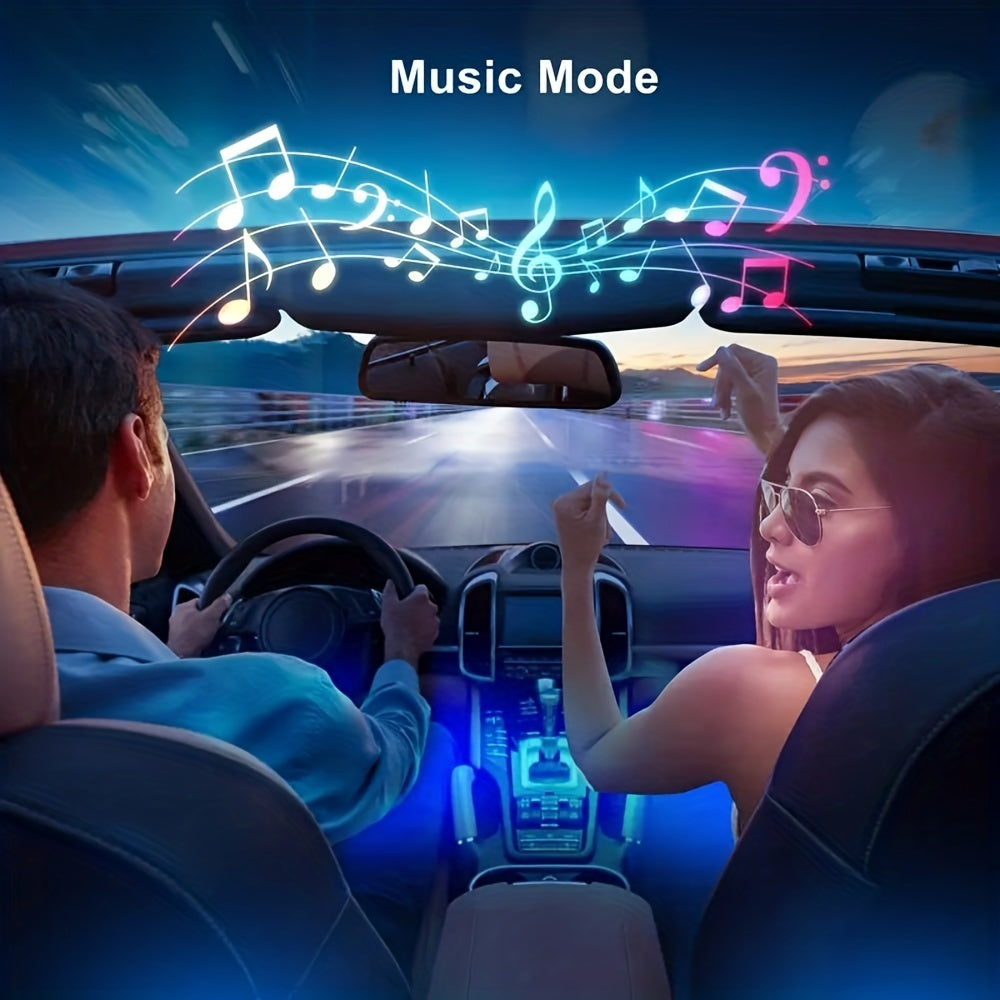 RGB LED Car Interior Strip Lights – Remote-Controlled Footwell Atmosphere Kit (US)