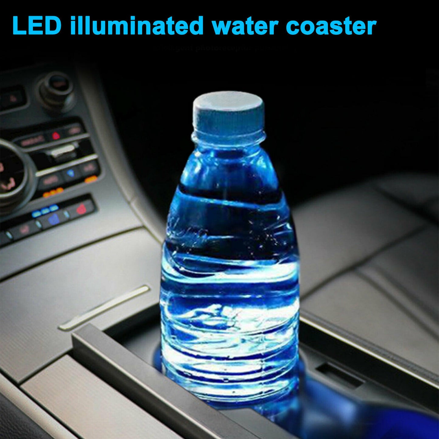 LED Car Cup Holder Coasters with USB Charging – Waterproof, Non-Slip, Ambient Light