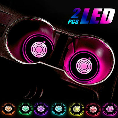LED Car Cup Holder Coasters with USB Charging – Waterproof, Non-Slip, Ambient Light