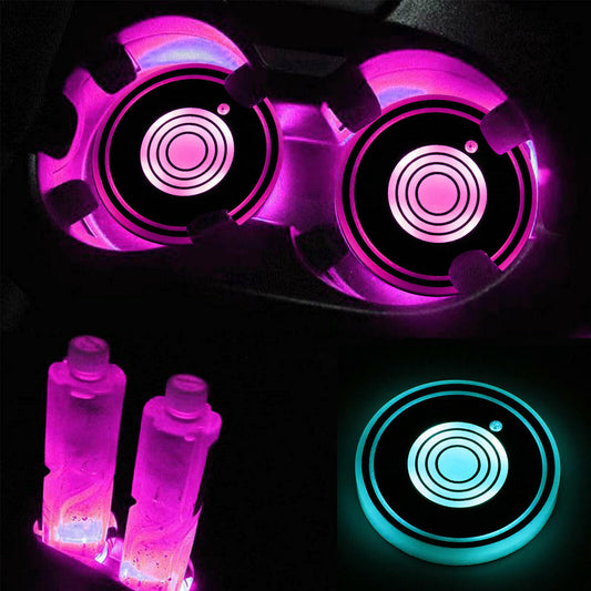 LED Car Cup Holder Coasters with USB Charging – Waterproof, Non-Slip, Ambient Light